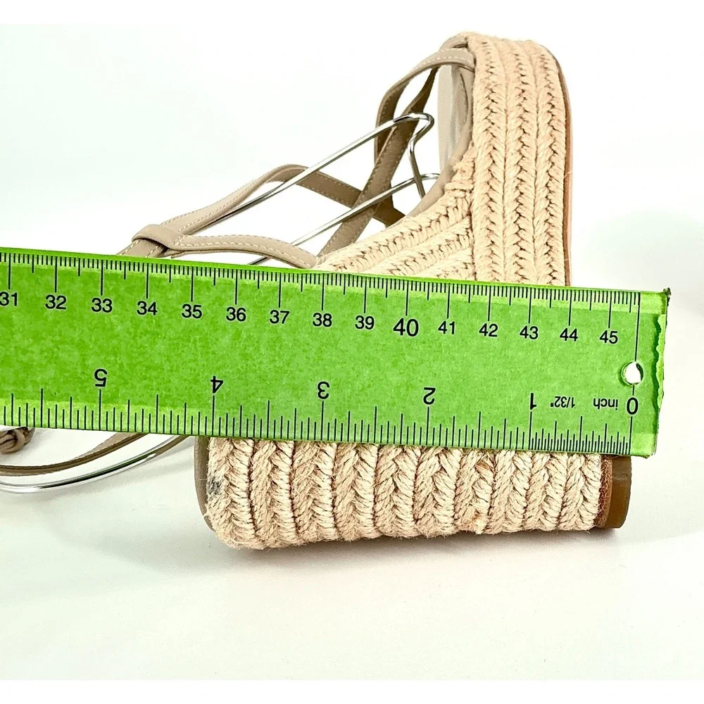 Paige Size 10 Strappy Espadrille Wedge Sandals Tan‎ Leather Neutral Boho Marlowe